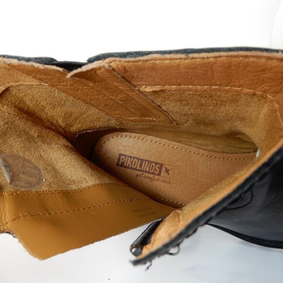 Pikolinos Valladolid Ankle Boots Size 38 7.5 8 Chunky Mid Heel Black Leather NEW - Picture 12 of 16